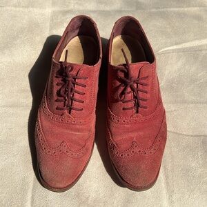 Cole Haan Women’s Red Suede Oxford Wingtips Loafers, size 8.5